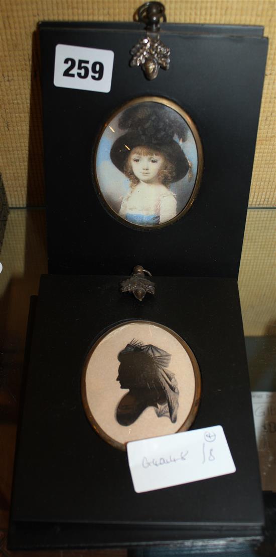 Pair silhouettes & pair miniature portraits